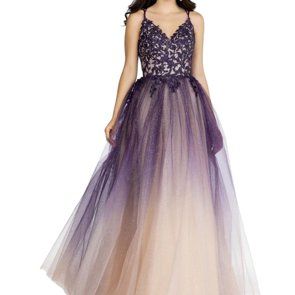 LUCCI LU Abby Paris Purple Gown 90110, Size 14, New with Tag MSRP $380 SOO